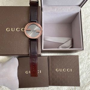 Gucci Interlocking-G 42MM Men'sBrown Leather Watch